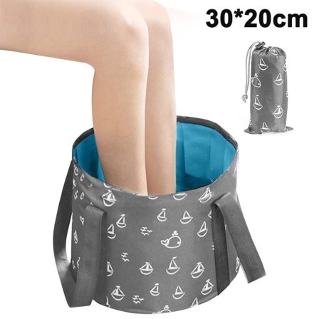 Bærbar Fotbad Sammenleggbart Fotbad Multifunksjon Grå 13L