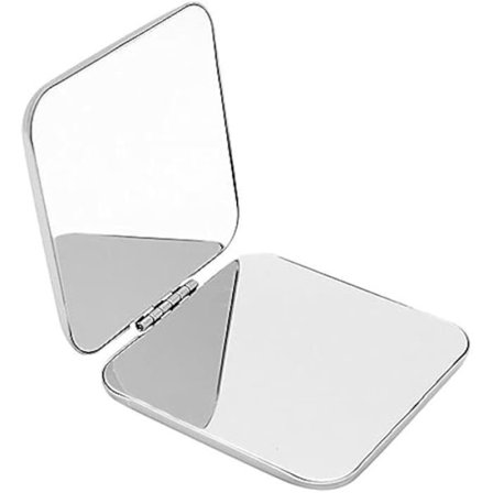 Lomme Spejl, Rustfrit Stål Folde Spejl, Dobbeltsidet Lille Spejl, Folde, Rejsespejl, Kompakt Spejl, Håndholdt Spejl