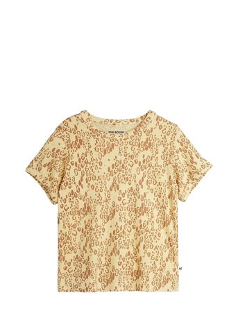 Mini Leopard Aop Ss Tee Tops T-shirts Short-sleeved Beige Mini Rodini