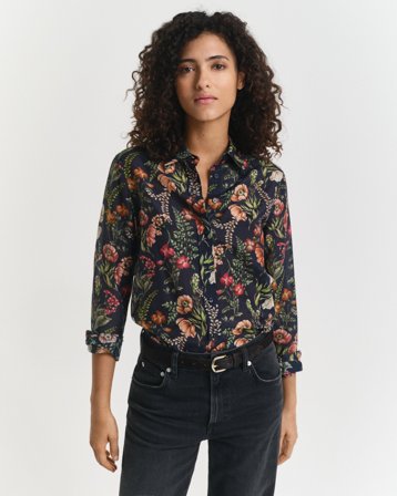 GANT Damen Regular Fit Bluse aus Baumwolle und Seide mit Blumen-Print (34)