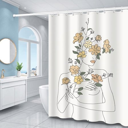 Moderne Kunst Abstrakt Kvinde Bruseforhæng 180 x 180 cm (med 12 Kroge