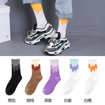 Strumpor Damstrumpor med mittrör Fashionabla höst- och vintermjölk Kontrastfärgade strumpor Japanska Internet Populära Street Damstrumpor