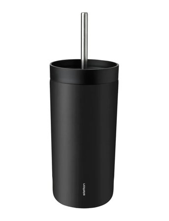 To Go Sip Termokop Med Sugerør 0.4 L. Soft Black Black Stelton