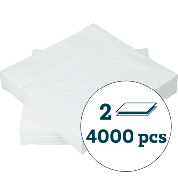 Serviett 2-Lag Hvit 33x33cm