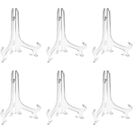 Klare Plast Staffelier eller Stativ Plate for Bilder eller Andre Gjenstander på Bryllup, Hjemmeinnredning, Bursdager, Bord (Sett med 6) Klar 3 tommer