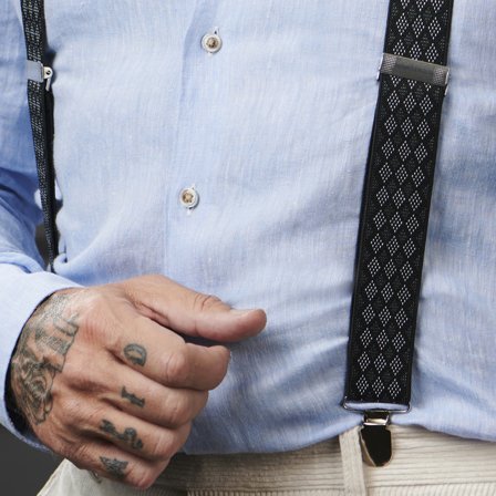 Svarte Bukseseler med Repeterende Diamantmønster for menn - Bukseseler med klyper