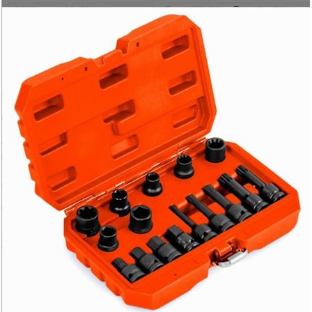 COSTWAY Impact Bremsekaliber fatning Sæt med 16 1/2 skralde til BMW/AUDI/Porsche Easy Storage 28x7x18CM Orange