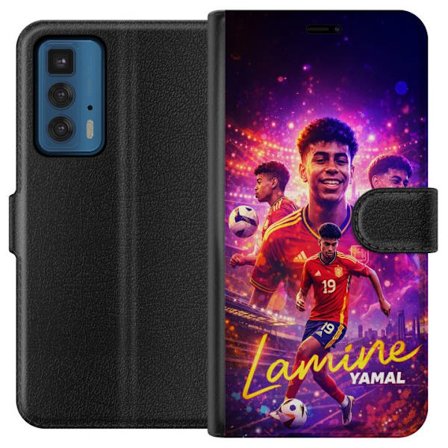 Kompatibelt Lommeboketui til Motorola Motorola Edge 20 Pro Lamine Yamal fotballplakat i spansk landslagstøy med dynamisk handling, fargerik sportsill