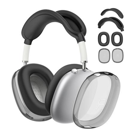 Skyddssats för AirPods Max, skyddande film för huvudband + TPU-skyddsfilm + öronkudde i silikon, svettsäkra tillbehör (svart) black