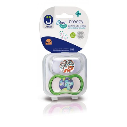 J Bimbi B Free Breezy Happy Succhietto Silicone Trasparente/Verde