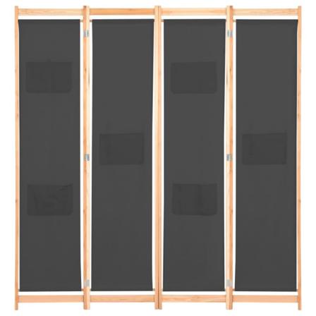 Vidaxl Rumsavdelare 4 Paneler 160x170x4 Cm Grå Tyg Grå