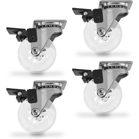 4 x Möbelhjul ? 50 mm transparent med höjdstopp vridbar