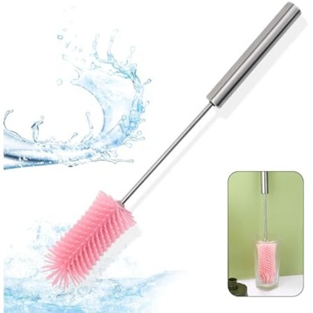 Silikon - Lang håndtak - Lengde: 37 cm - Roterende funksjon for dyp rengjøring - Vannflaske