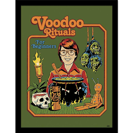 Steven Rhodes Voodoo Rituals inramad affisch 40cm x 30cm Grön/Orange