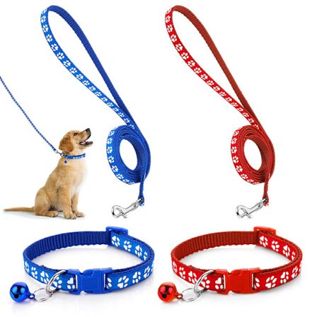 Hundehalsbånd og snor sæt, hvalp, kat, killing justerbart bilhalsbånd med holdbar snor hurtigudløser træningssnor til små hunde, katte