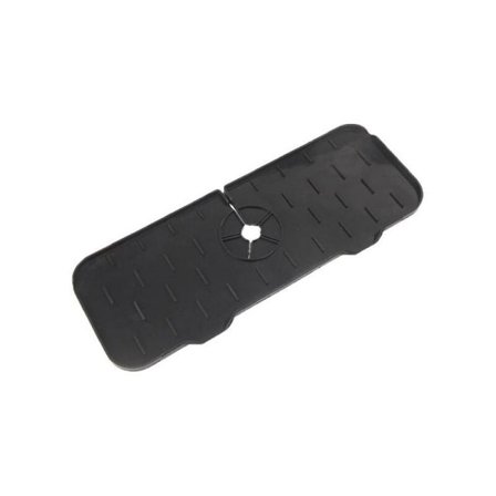 Silikonkökskransskyddsmatta för diskbänksavrinning, svamp, böjbar diskbänksstänkskydd för badrum (svart, 1 st)