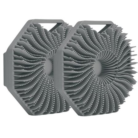 2 stk. silikon kroppsskrubber for eksfoliering av sensitiv hud - dyprensende, miljøvennlig dusjverktøy for alle hudtyper, grå