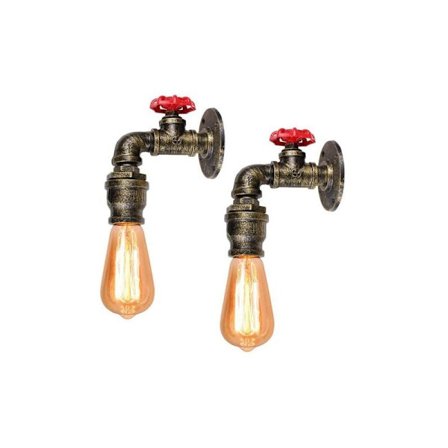 2x Industrielle Vægskænke Rørlys Armatur Vintage Vægslampe Vandrør Retro E27 Bronze (uden pærer) HIASDFLS