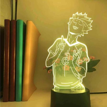3D Illusionslampe LED Nattelys Anime Haikyuu Hinata Shoyo Kageyama Tobio Figur Akryl for Barnerom Dekor Bordlampe (7 Farger Til