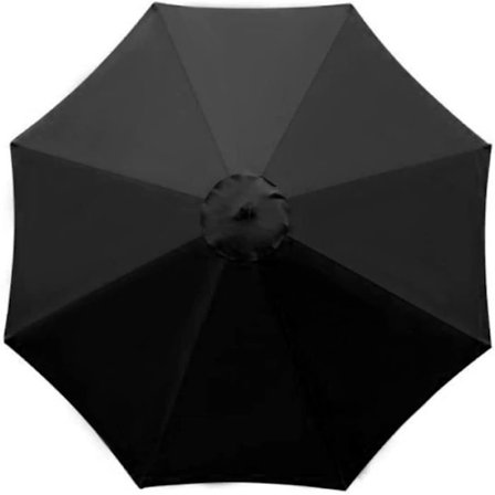 Udskiftningsbetræk til parasol, 8 ribber, 3 m, vandtæt, anti-UV, udskiftningsstof, sort