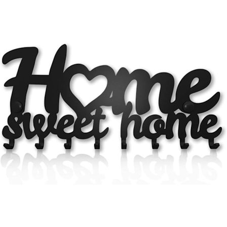 Svart väggnyckelhållare dekorativt sött hem nyckelhängare (8 krokhållare), metallklädhängare för ytterdörr, kök eller garage | Förvaring för hem, 