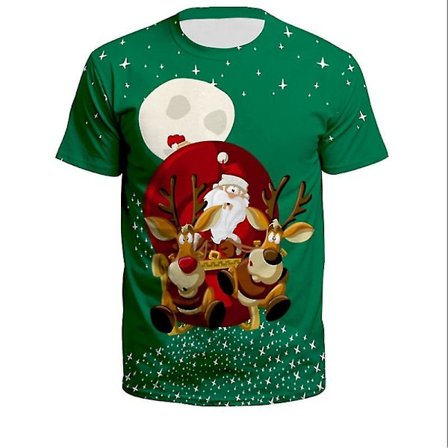 Lady Men Christmas 3d Print Kortärmad T-shirt Toppar