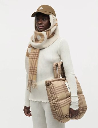 Mads Nørgaard Woven Wool Logo Scarf - Brown - ONE SIZE