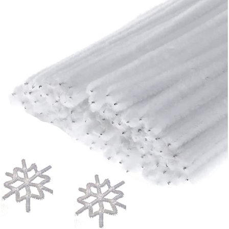 100 stk Hvite Pipe Cleaners Chenille Stem For Diy Håndverk, Kunst, Bryllup, Hjem, Fest, Feriedekorasjon 6 Mm X 12 Tommer