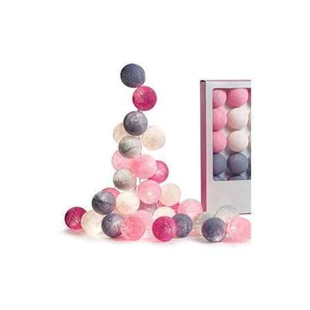 20 LED lyslenker, bomullsballer med batterier lyser opp NOL barnerom nattlampe dekorasjon på temaet LED-festival