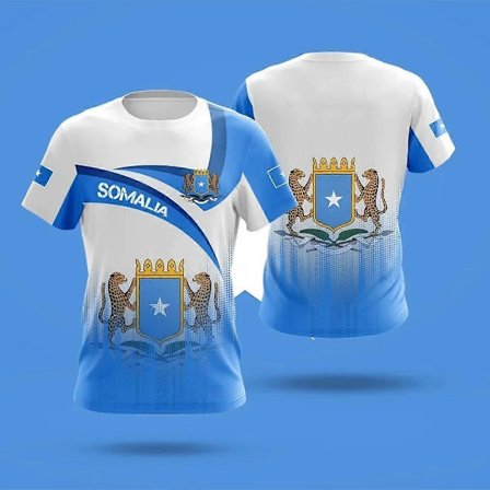 Somali Flag Badge 3D-printet mesh Polyester T-shirt Top Sommer T-shirt Herre korte ærmer Sportstøj
