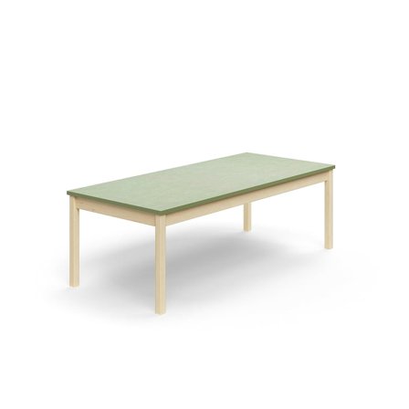 Table DECIBEL, 1800x800x590 mm, noise reducing linoleum, birch/green grey