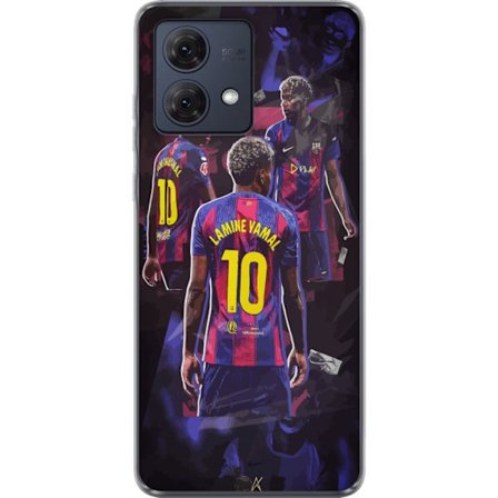 Yhteensopiva Puhelinkuori Motorola Moto G84 Lamine Yamal Barcelonan kollaasi paita numero 10 kanssa, voimakkaita poseerauksia, kontrastivärejä ja dyna