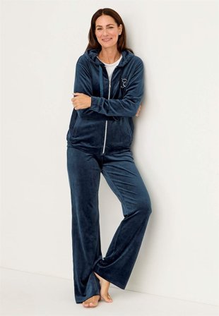 Cellbes of Sweden - Todelt velursett i marineblå / sølv for damer i størrelse 46/48