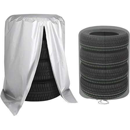 Dekkbeskyttelsestrekk, Universelle hjultrekk for 4 dekkbeskyttelsestrekk, Bilreservedekk Dekk Oppbevaringspose Etui Beskyttelse (Sølv)