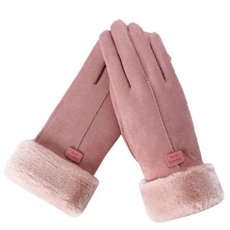Nya Modehandskar Höst Vinter Söta Luddiga Varma Vantar Hel Finger Vantar Kvinnor Utomhus Sport Kvinnliga Handskar Skärm Pink One Size