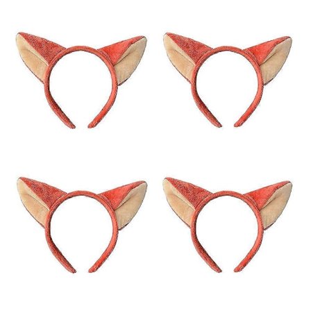 4 stk. Jente Kosedyr Øre Hårbøyle Rød Rev Ører Hodebånd Cosplay Hodeplagg Julehårbånd Barn