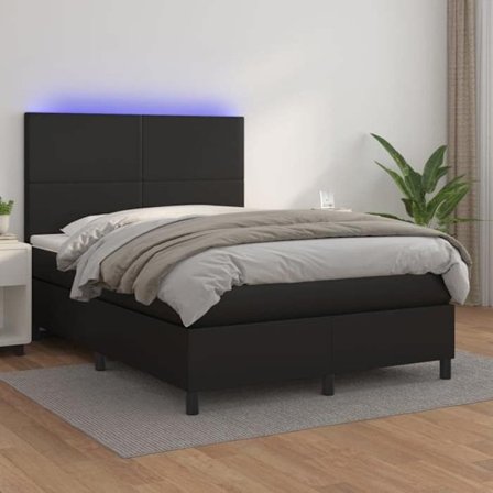 Maison Exclusive - Sängbotten med ribbor och madrass samt LED Svart 140x190 cm
