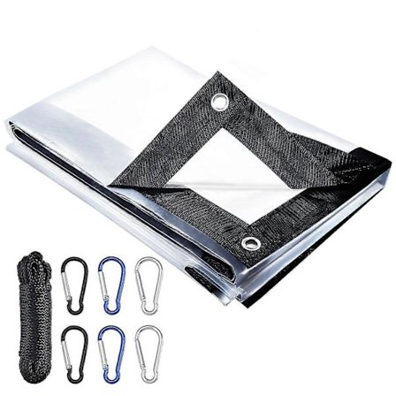 Presenning Vattentät 2Mx2M, Presenningsskydd Kraftig, Klar Presenning med 6st Karbinhakar & 5M Repskydd, Perfekt för Trädgårdstak Balkong