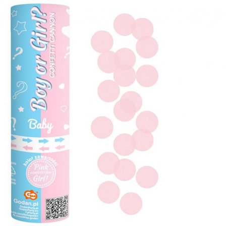 Konfettikanon Boy or Girl (Girl) Rosa 15 cm - Baby Shower Dekoration - Kalaslagret.se