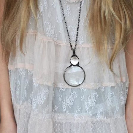 Forstørrelsesglas Halskæde Gave, Læse Forstørrelsesglas Vedhæng Halskæde Til Ældre, Forstørrelsesglas Til Bøger, Aviser, Læsning Smykker(Hvid)