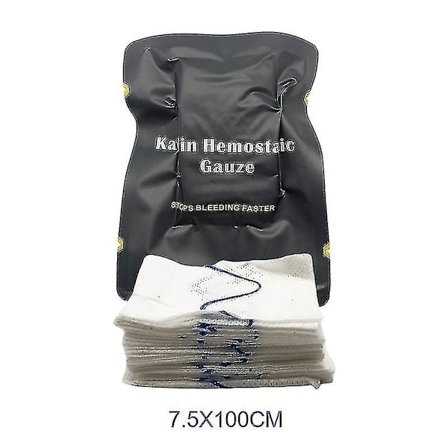 Hemostatisk kaolin-gasbind for nødsituasjoner og traumer, Z-fold, oppløselig, for IFak Tactical