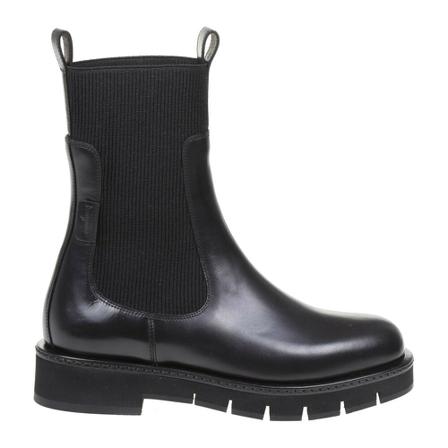 Salvatore Ferragamo, rook boots in leather with elastic side Czarny, Kobieta, Rozmiar: 36 EU