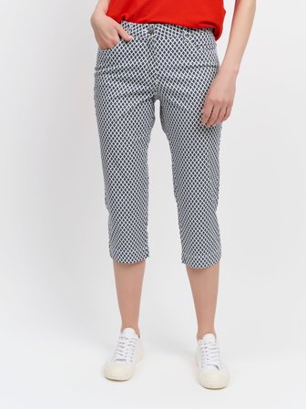 BRANDTEX - Madelaine Capri Bukser - Navy - Mønstret