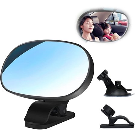 Babyspegel för bil 12x7cm 360° Roterande backspegel för extra säkerhet inuti bilen