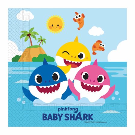 Pappersservett "Baby Shark" 33x33cm 20-pack