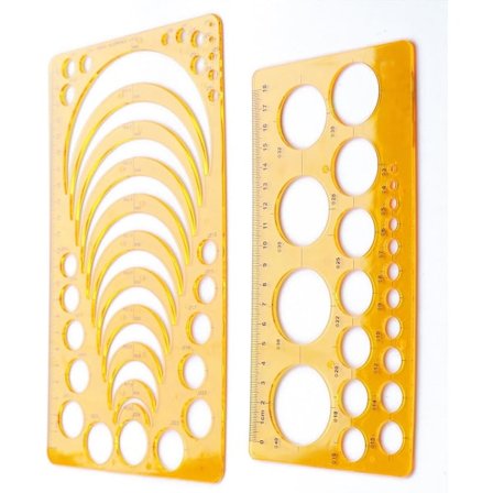2 kpl Muoviset Ympyrän Säde Kaaren Mestarit Stencil Ympyrä Geometrinen Piirustus Mittaus Malli Stencil Viivotin