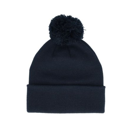Beechfield - Blå pom Beanie - French Navy Pom Blank Beanie @ Hatstore