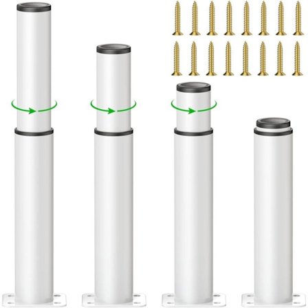 Justerbare møbelben til bordkabinet, kraftige møbelstøtteben med stor cirkulær base, højdejusterbare metalben med gulvbeskyttelse