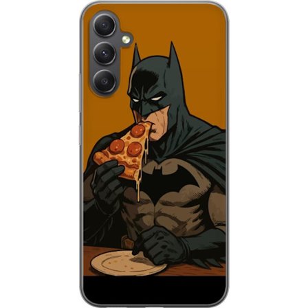 Kompatibel Mobilcover til Samsung Samsung Galaxy A16 5G Batman spiser pizza plakat DC Comics sjov tegneserie retro helt mad humor illustration design