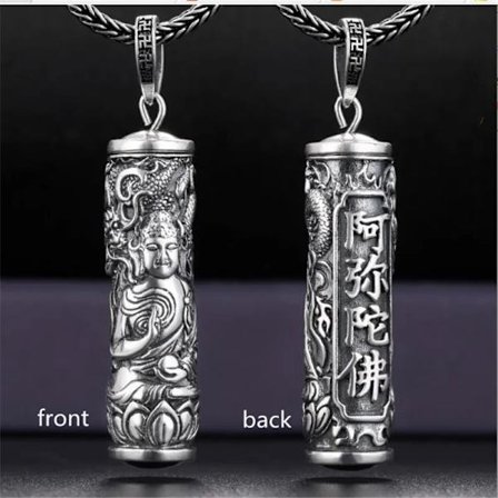 Retro Buddha Shurangama Mantra Halsband för Män Smycken Mode Silver 925 Halskedja Manligt Halsband Pojke Födelsedagspresent